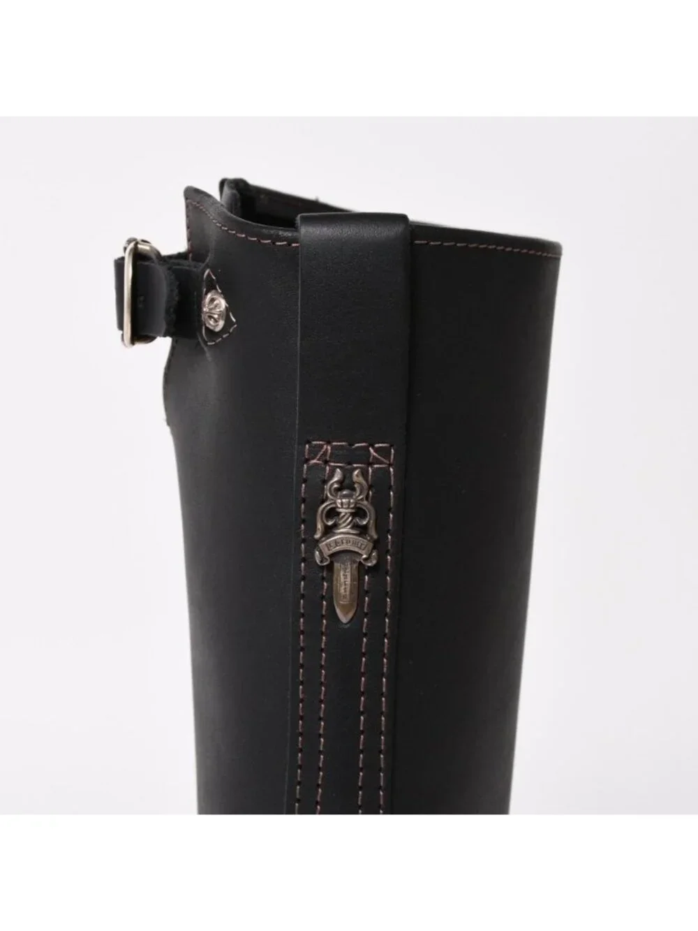 Chrome Hearts Wesco Boss Gunslinger Leather Engineer Boots Cowhide 925 Sterling
